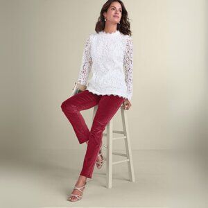 Soft Surroundings Red Corduroy Pull-On Pants – Casual Comfort – Size Large 2EX68